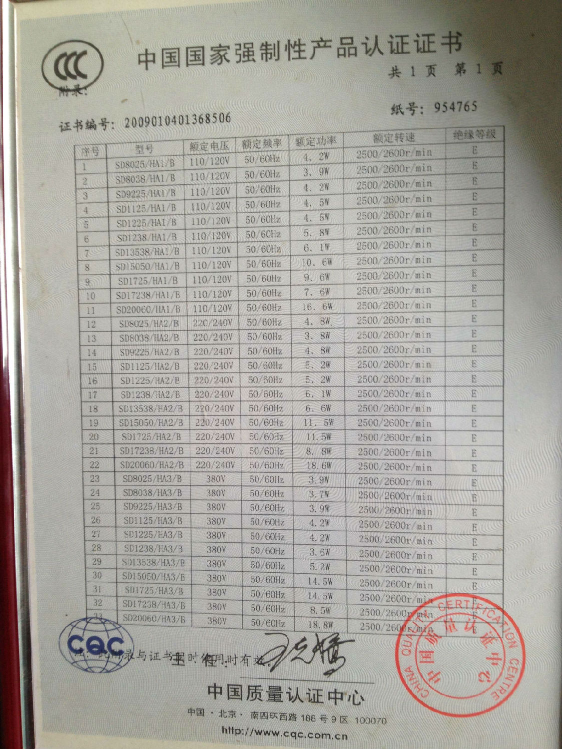 散热风扇3C证书